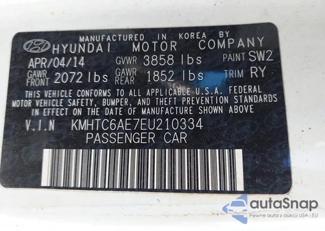 2014 Hyundai Veloster Turbo W/Black from USA, damaged, VIN KMHTC6AE7EU210334